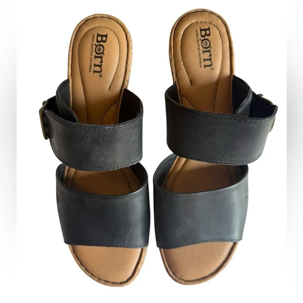 Børn Black Leather Wedges Women’s Size 10 Like New